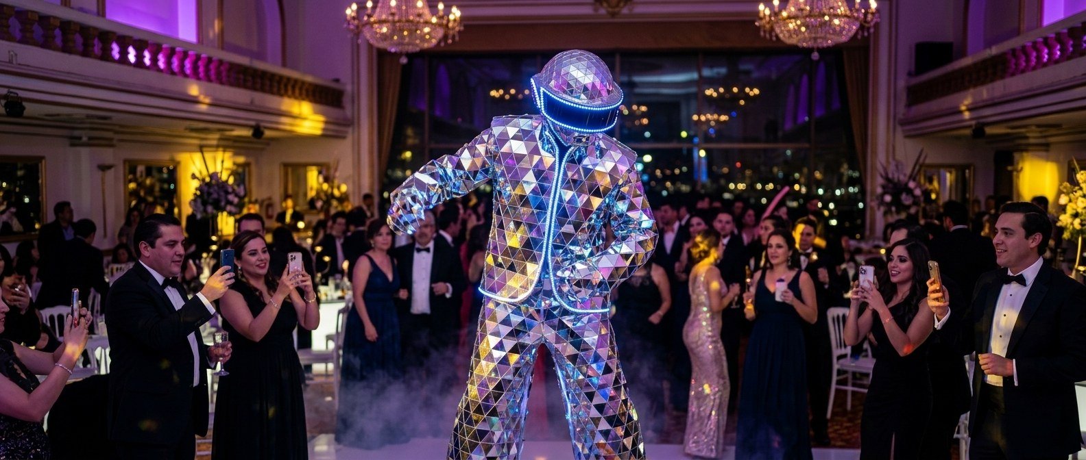 Robot de espejos, traje nuevo y exclusivo para eventos en CDMX